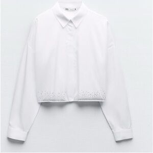 Zara Rhinestone Cropped Shirt